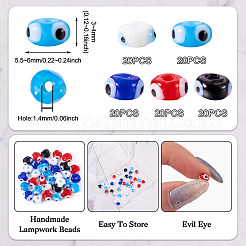 100Pcs 5 Colors Handmade Evil Eye Lampwork Beads Strands&nbsp;LAMP-TA0001-88B