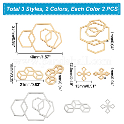 12Pcs 6 Style 201 Stainless Steel Filigree Joiners Links&nbsp;STAS-UN0040-86