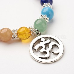 Gemstone Bead Charm Bracelets&nbsp;X-BJEW-JB02600--05