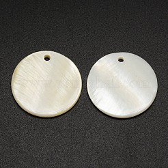 Flat Round Freshwater Shell Pendants&nbsp;X-SHEL-M005-41