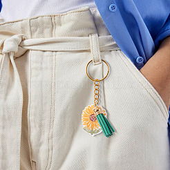 Acrylic Sunflower Pendant Keychains&nbsp;KEYC-TAC00010