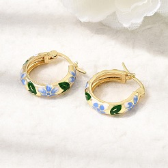 Brass Enamel Hoop Earrings for Women&nbsp;EJEW-K335-01G-01