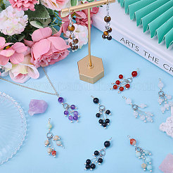 12Pcs 6 Style Natural & Synthetic Gemstone Pendants&nbsp;PALLOY-CA00029