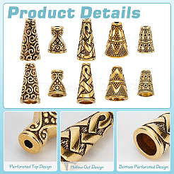 80Pcs 5 Colors Tibetan Style Cone Alloy Bead Caps&nbsp;TIBE-PH0002-30AG