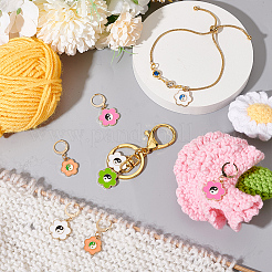 Alloy Enamel Flower with Yin Yang Charm Locking Stitch Markers&nbsp;HJEW-PH01723
