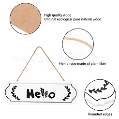 Hello Sign Natural Wood Door Hanging Decoration for Front Door Decoration&nbsp;HJEW-CN0001-01A