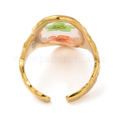 Oval Epoxy Resin with Dry Flower Cuff Rings&nbsp;RJEW-G304-02G