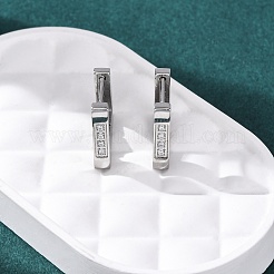 304 Stainless Steel Cubic Zirconia Trapezoid Hoop Earrings&nbsp;EJEW-D331-06P