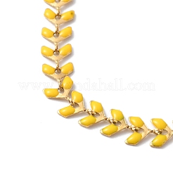 Enamel Ear of Wheat Link Chain Necklace&nbsp;NJEW-P220-02G-08