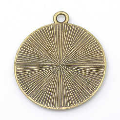 Tibetan Style Alloy Flat Round Pendant Cabochon Settings&nbsp;TIBEP-M022-34AB