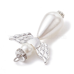 10Pcs Acrylic Imitation Pearl with Alloy Wing Pendants&nbsp;PALLOY-JF02475-10A