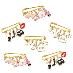 6Pcs 3 Style Steel Brooches&nbsp;JEWB-CJ00006