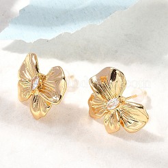 Bowknot Brass Micro Pave Cubic Zirconia Stud Earrings&nbsp;EJEW-B148-07B-G