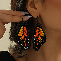 Bohemian Style Green Butterfly Wing Glass Bead Handmade Dangle Earrings&nbsp;FV2215