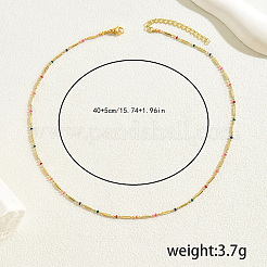 Brass Colorful Enamel Column Link Chain Necklaces for Everyday Casual Style&nbsp;JM2574