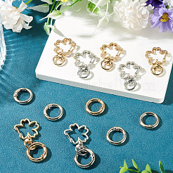 10Pcs 2 Colors Flower Alloy Swivel Snap Hook Clasps & 10Pcs 2 Colors Alloy Spring Gate Rings Findings Kits&nbsp;FIND-TADJ0001-21