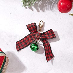 Brass Bell & Handmade Polyester Bowknot Pendant Decorations&nbsp;HJEW-JM04403-01