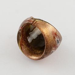 Handmade Gold Sand Millefiori Lampwork Rings&nbsp;RJEW-Q150-M12-B