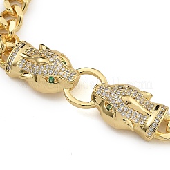 Brass Micro Pave Cubic Zirconia Link & Charm Bracelets&nbsp;BJEW-K261-02G-02