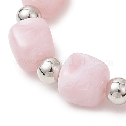 3Pcs Two Tone Acrylic & CCB Plastic Cuboid Beaded Stretch Bracelets for Women&nbsp;BJEW-JB13302-02