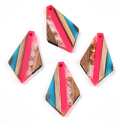 Transparent Resin & Walnut Wood Pendants&nbsp;X-RESI-TAC0017-49-A02