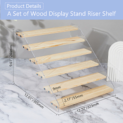 Rectangle Acrylic with Wood Minifigures Organizer Display Risers&nbsp;ODIS-WH0038-102D