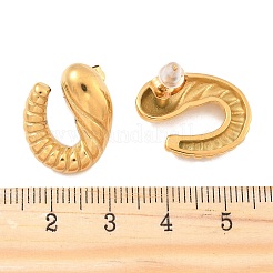 304 Stainless Steel Spiral Croissant Stud Earrings for Women&nbsp;EJEW-Z095-01G