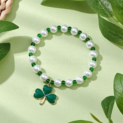 Alloy Enamel Clover Charm Bracelets&nbsp;BJEW-JB11217