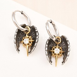 316 Surgical Stainless Wing Hoop Earrings&nbsp;EJEW-C160-12AS-01