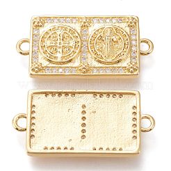Brass Micro Pave Clear Cubic Zirconia Links Connectors&nbsp;ZIRC-I044-04A