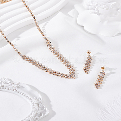1 Set Iron Jewerly Sets. Rhinestone Necklace & Stud Earring Sets&nbsp;SJEW-LP0001-32KCG