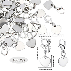 100Pcs Heart 201 Stainless Steel Pendant Decorations&nbsp;HJEW-BM0001-14