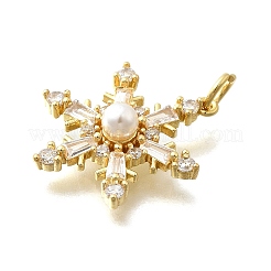 Brass Micro Pave Cubic Zirconia with ABS imitation pearl Pendants&nbsp;KK-D295-25G