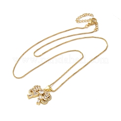 Brass Pave Clear Cubic Zirconia Pendant Necklaces for Women&nbsp;LS-NJEW-S429-04G-01