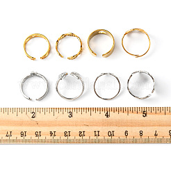 8Pcs 8 Style Triangle & Heart & Butterfly & Wave 201 & 304 Stainless Steel Open Cuff Rings Set for Men Women&nbsp;RJEW-FS0001-03