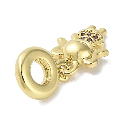 Rack Plating Brass Pave Cubic Zirconia European Dangle Charms&nbsp;KK-R163-08B-G