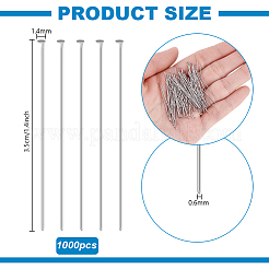 1000Pcs Non-Tarnish 304 Stainless Steel Flat Head Pins&nbsp;STAS-PH0006-40
