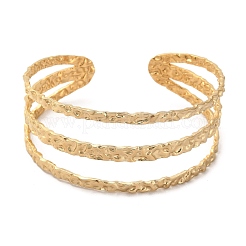 304 Stainless Steel Triple Lines Cuff Bangles&nbsp;BJEW-G694-09G