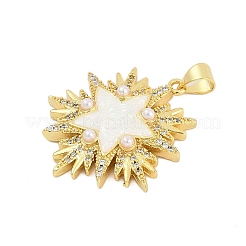 Brass Micro Pave Clear Cubic Zirconia Pendants&nbsp;KK-I723-16G