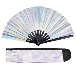 Laser PVC Plastic & Oxford Cloth Fan with Fan Bags&nbsp;AJEW-WH20022-90