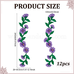 12Pcs Peony & Leaf Cloth Embroidery Sew on Appliques&nbsp;PATC-ME0001-33A