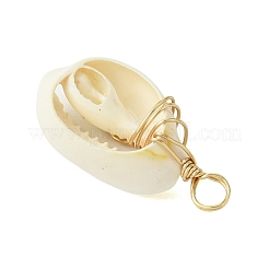 Natural Cowrie Shell Pendants&nbsp;PALLOY-JF02796-01