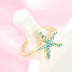 Brass Enamel Cuff Open Rings&nbsp;KK-CBA960E-17G