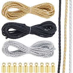 15M 3 Colors Braided Round Soft PU Imitation Leather Cords&nbsp;OCOR-CL0001-11B