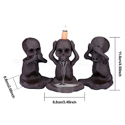 3Pcs 3 Style Ceramic Skull Backflow Incense Burner Smoke Waterfall Incense Holder&nbsp;JX842A