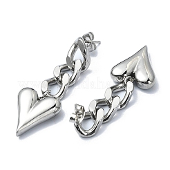 Non-Tarnish 304 Stainless Steel Heart Dangle Stud Earrings&nbsp;EJEW-G375-01P