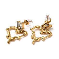 Melting Heart 304 Stainless Steel Dangle Stud Earrings&nbsp;EJEW-C075-01G