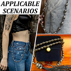 Skull Zinc Alloy Link Chain Belts&nbsp;AJEW-WH0070-24AS