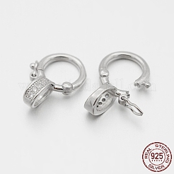 Rhodium Plated 925 Sterling Silver Micro Pave Cubic Zirconia Twister Clasps&nbsp;STER-M082-01B