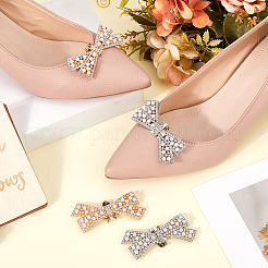 4Pcs 2 Colors Bowknot Alloy Rhinestone Shoe Decorations&nbsp;FIND-CP0002-25